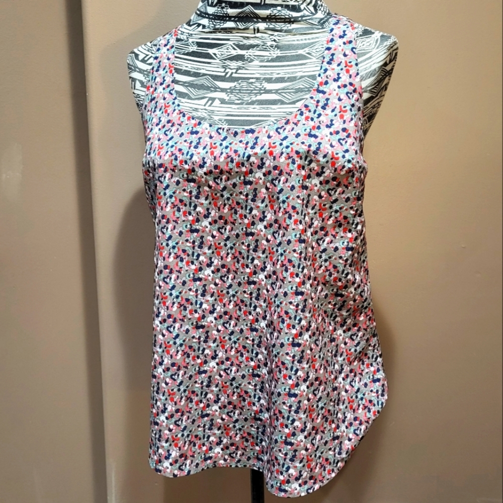 Love On A Hanger Speckled Racerback Tank with exposed zipper size S
